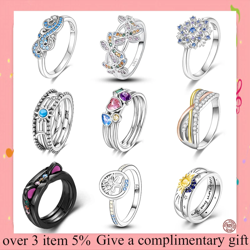 

2023New 925 Sterling Silver Simple Ring With Infinite Crown Daisy Stackable Ring Lady's Wedding Jewelry Silver Gift