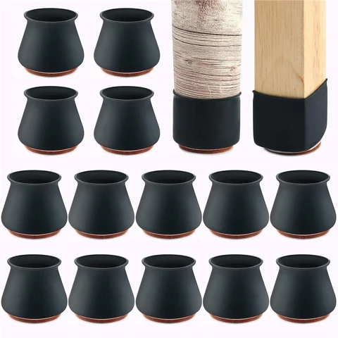 Silicone Chair Leg Protectors with Felt for Hardwood Floors Elastic Leg Cover Pad for Protecting Floors from Scratches and Noise