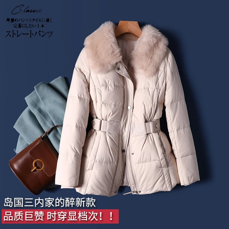 Fashion Design New Casacos De Inverno Feminino 2022  90%  White Duck Down  Luxury  Zipper  Slim Thin Jacket Women