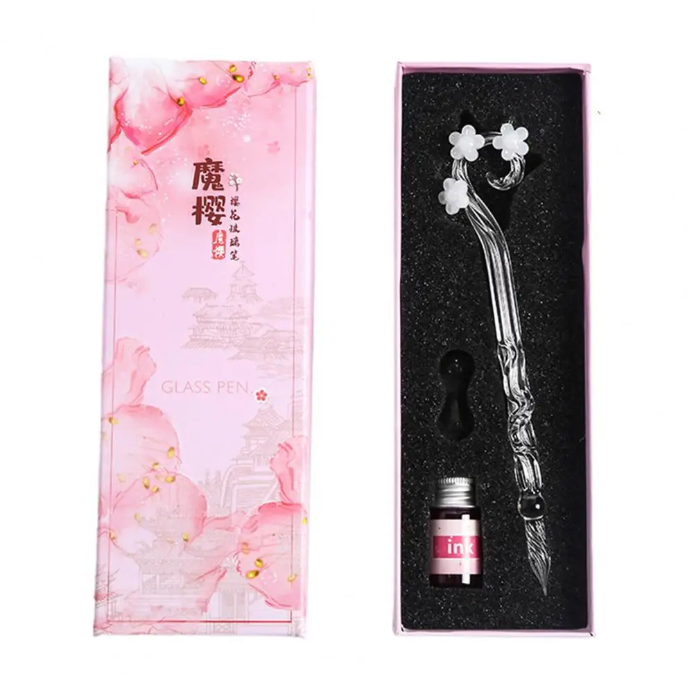 Fountain Pen Glass Student Pen Creative Portable  Exquisite Crystal Writing Dip Pen