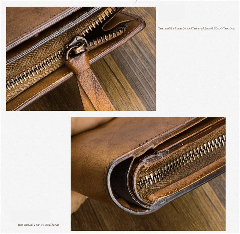 Vintage fashion handmade designer first layer cowhide genuine leather wallet simple casual outdoor short purse for men women