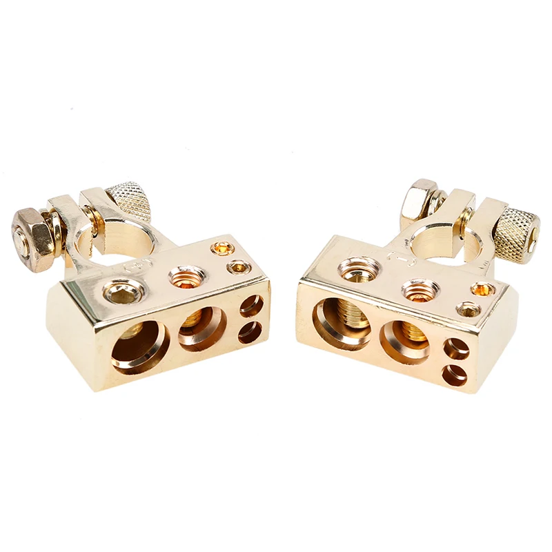 POSSBAY Gold Car Battery Terminal Clamps Connectors Positive Negative 0 4 8 Gauge AWG Electric Connector |