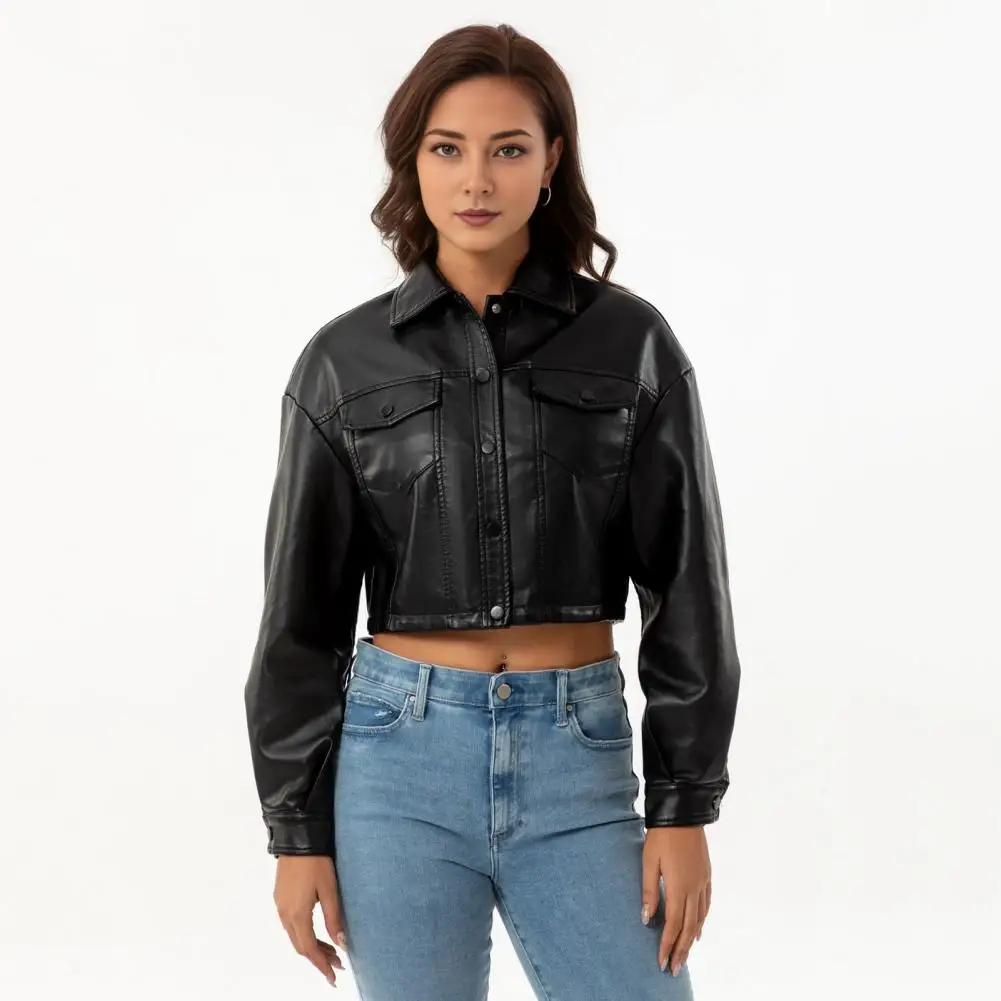 Однотонная короткая куртка стильная женская ветрозащитная мотоциклетная из