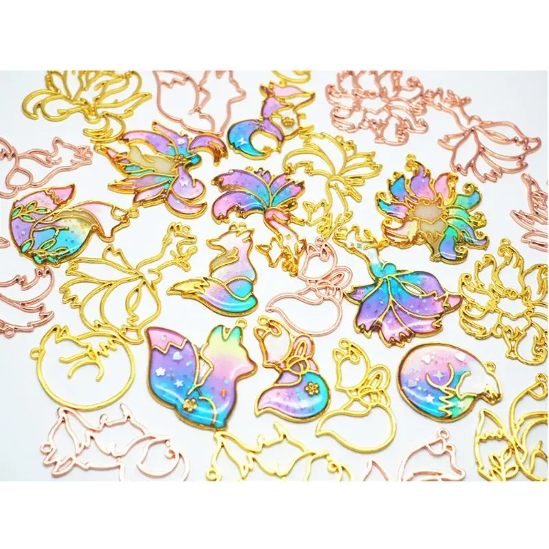 10 шт. для умных лисиц подвеска в виде животного смоляная рамка открытая с петлей