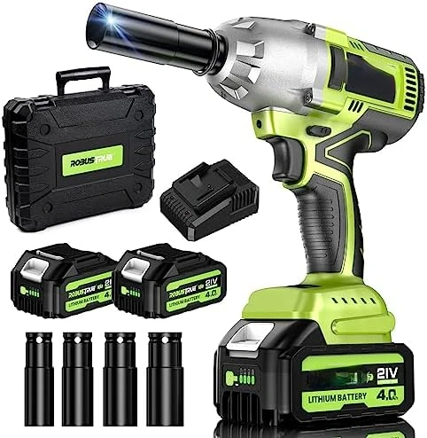 

Wrench, 590Ft-lbs (800N.m) Brushless 1/2 inch Wrench, 2500RPM High Torque Gun, 2x 4.0Ah , Charger & 4 Sockets, Wrench fo