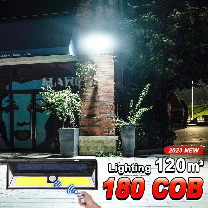 

180 COB Solar Wall Lamp Solar Led Outdoor Lighting Garden Light IP65 Waterproof Wide Angle Motion Sensor Flood Light 3 Modes