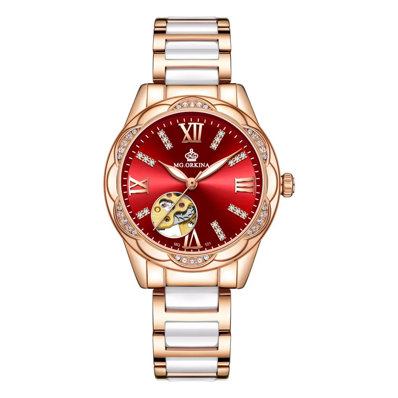 

Swiss New Fashion Roman Ceramic Fully Automatic Mechanical Women's Watch Waterproof Luminous Women's Watch Wholesale