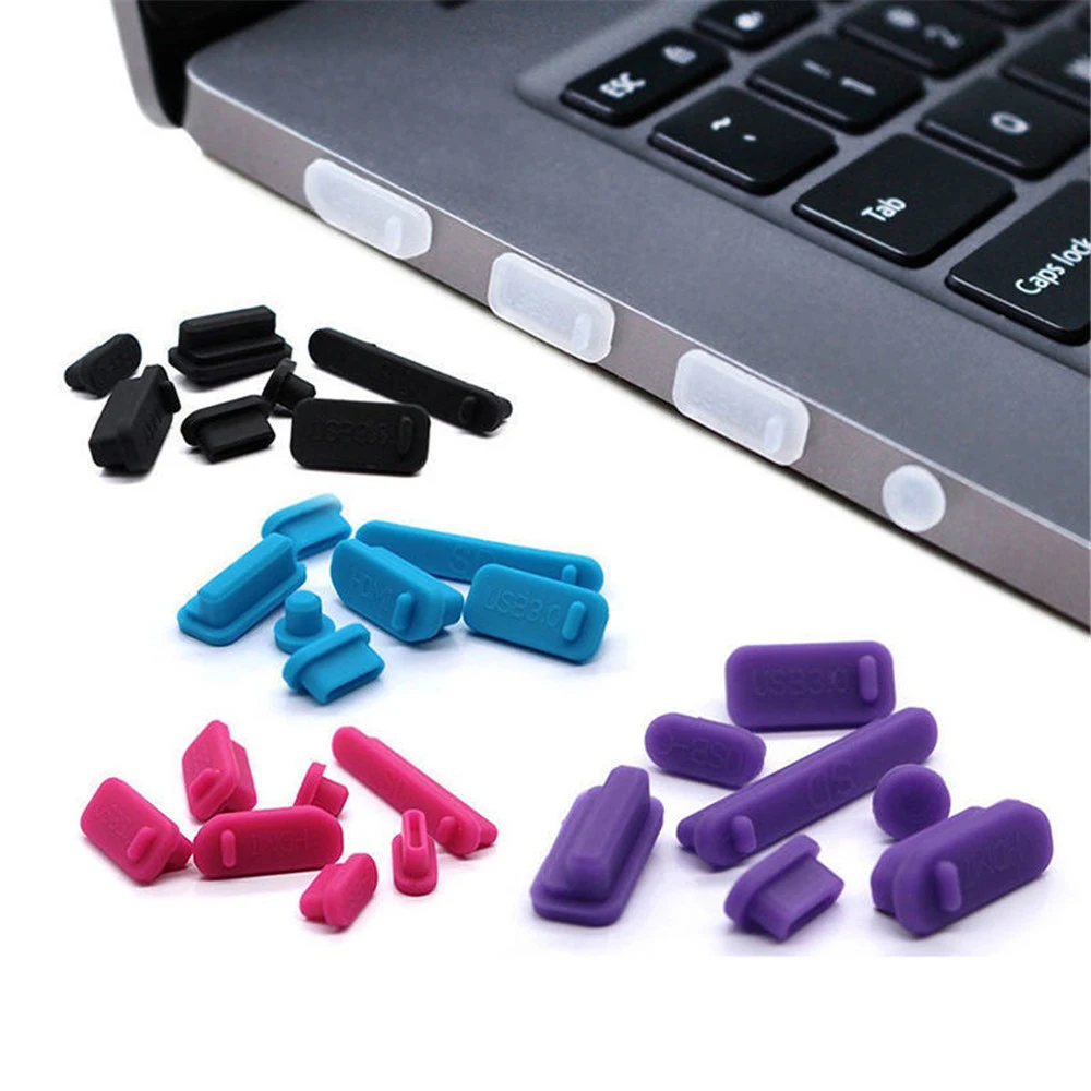 

16pcs Laptop Interface Cover Silicone Anti Dust Plugs for USB HDMI Network Port VGA Rubber Plug Protect Cover Office Supplies