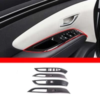 door window glass lift switch button cover inside armrest frame panel trims abs carbon fiber pattern for hyundai tucson l 2021