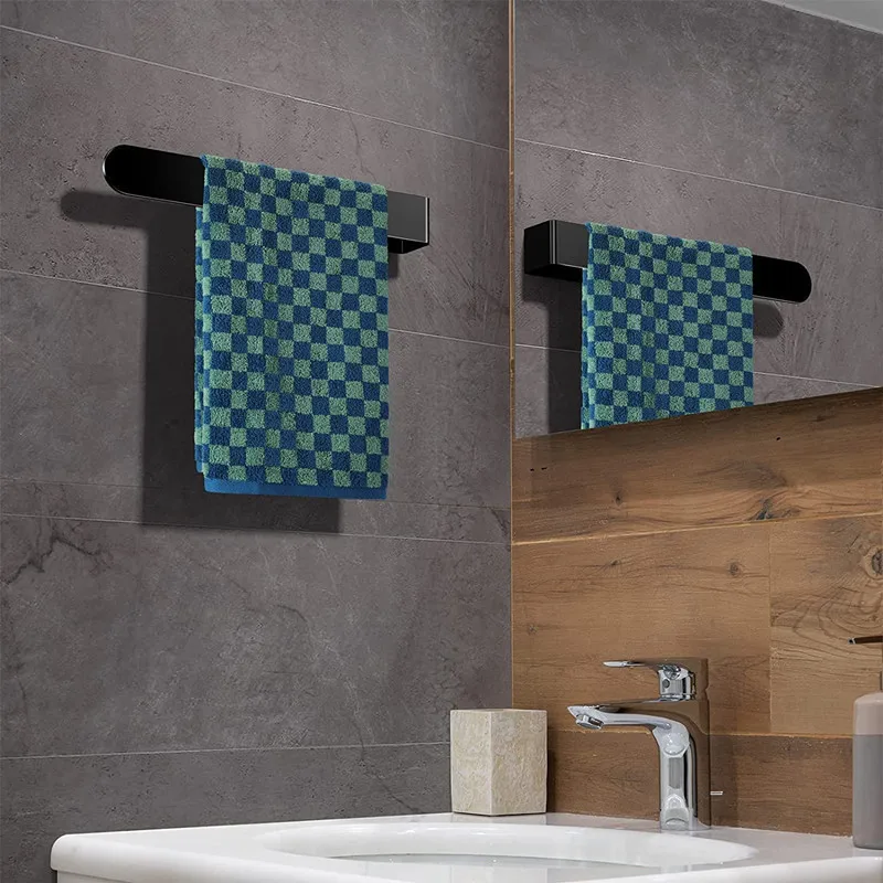 

Stainless Steel Towel Rack Matte Black Single Rod Bar Toilet Paper Rack Wall Hanger Bathroom Hardware Accessories