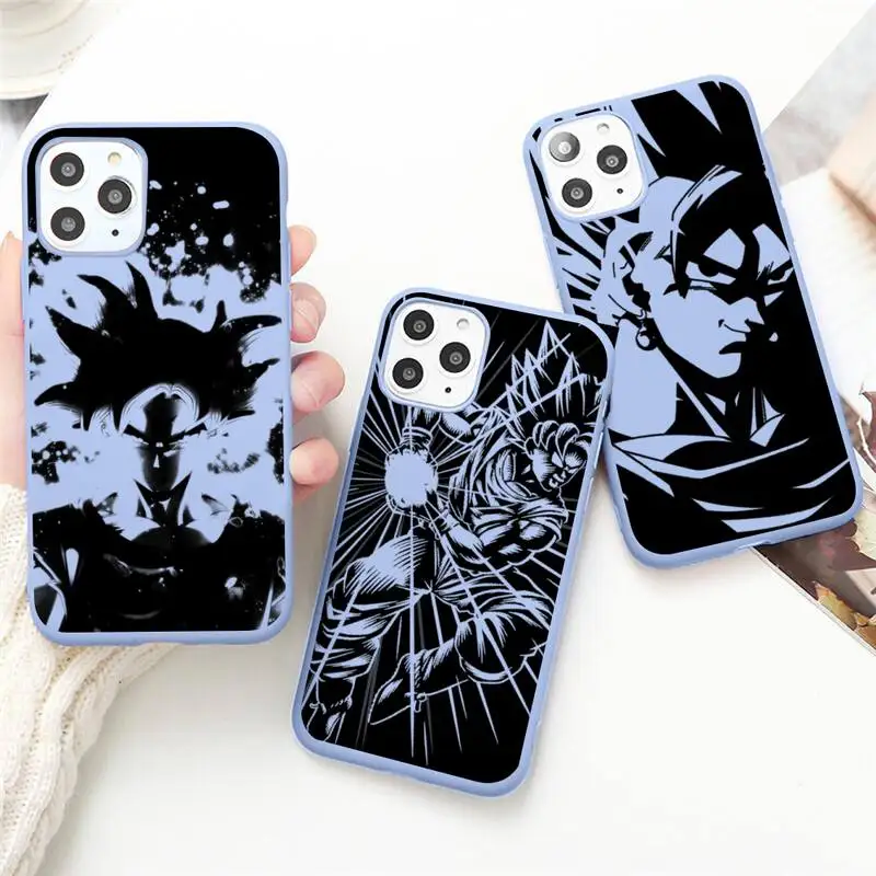 

Dragon Ball Z Line Art Sketch Phone Case for iPhone 13 12 mini 11 Pro Max X XR XS 8 7 6s Plus Candy purple Silicone cover
