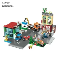842pcs town center building blocks bricks model diy compatible 60292 with city toys for kids children christmas gifts
