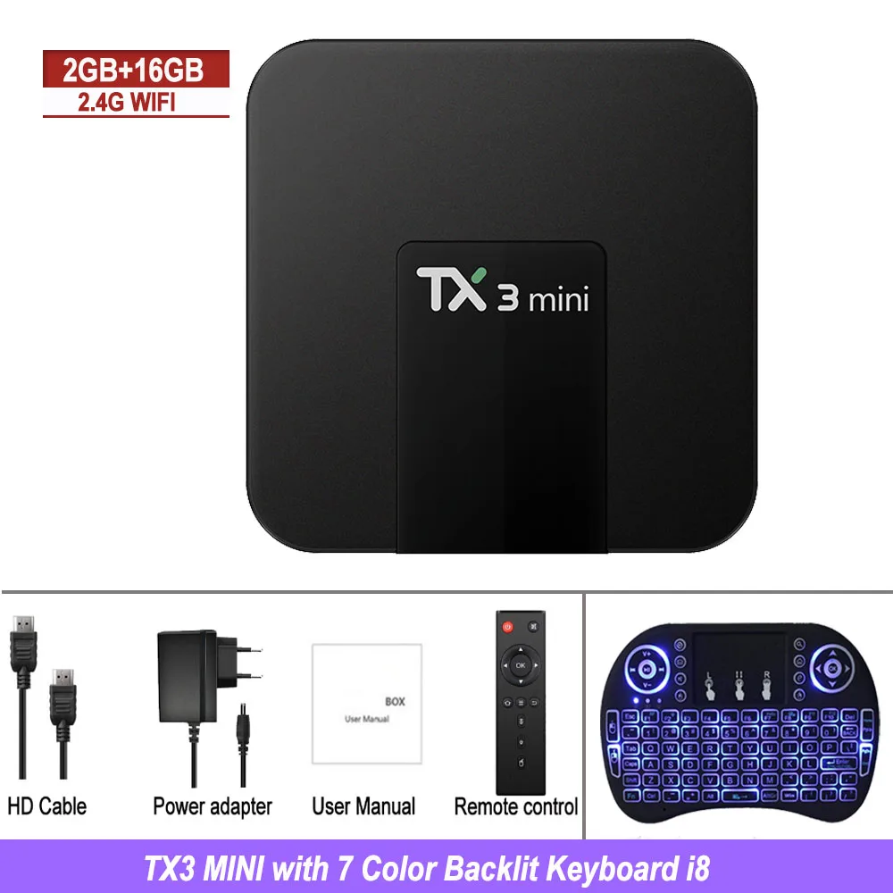 

ТВ-приставка TX3 Mini Smart TV Box Android 11,1 Amlogic S905W Quad Core 1 Гб + 8 ГБ/2 ГБ + 16 Гб 4K H.265 2,4G Wifi телеприставка медиаплеер