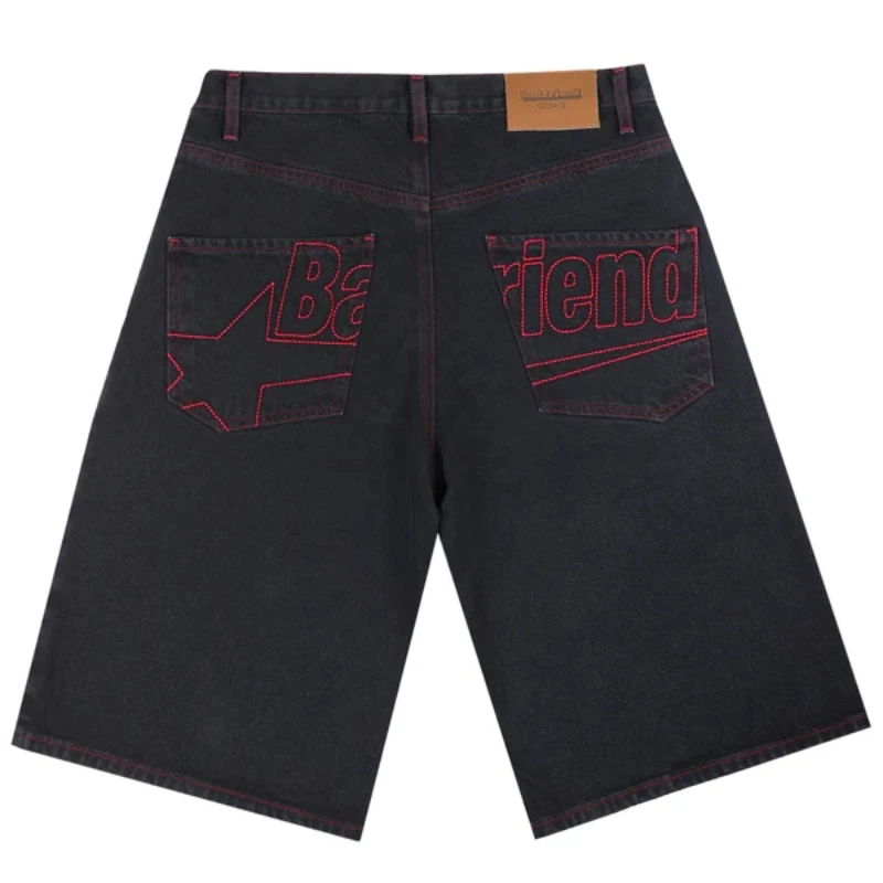 

Gothic Y2K new American retro letter embroidered oversized denim shorts punk hip hop Harajuku loose sweatpants street fashion