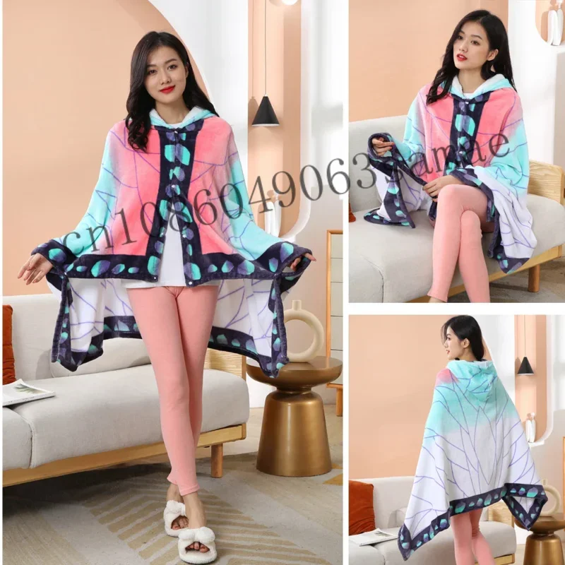 Аниме одеяло плащ Nezuko Косплей Костюм взрослая Толстовка банный халат отряд