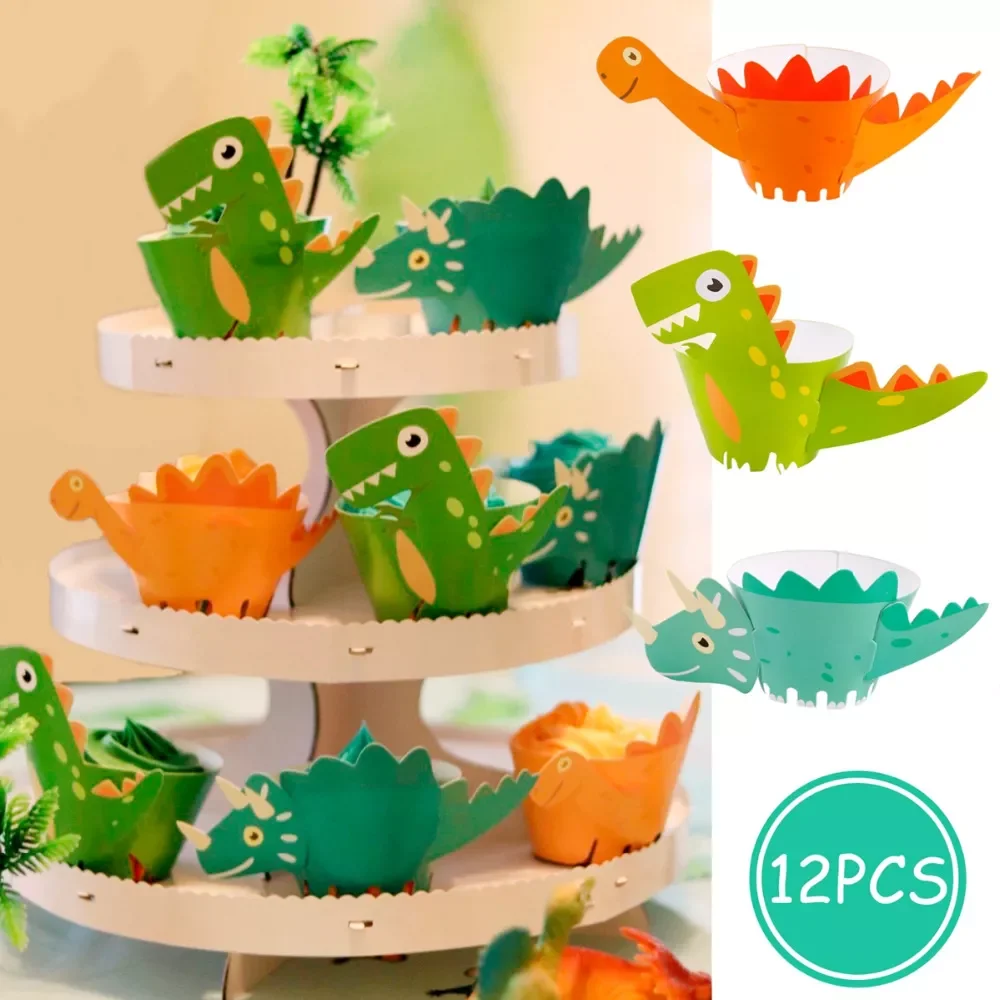 

Dinosaur Cupcake Wrappers Toppers Jungle Safari Party Birthday Party Decor Kids Animal Cake Decorating Supplies Cake Topper