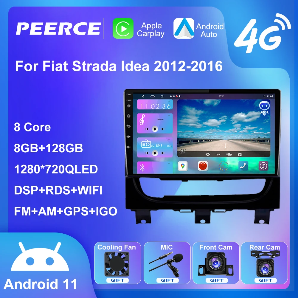 

Автомагнитола PEERCE DSP 4G для Fiat Strada Idea 2012-2016, мультимедийный проигрыватель, Android, Авторадио, стерео, GPS-навигатор, Carplay BT, 2din, DVD