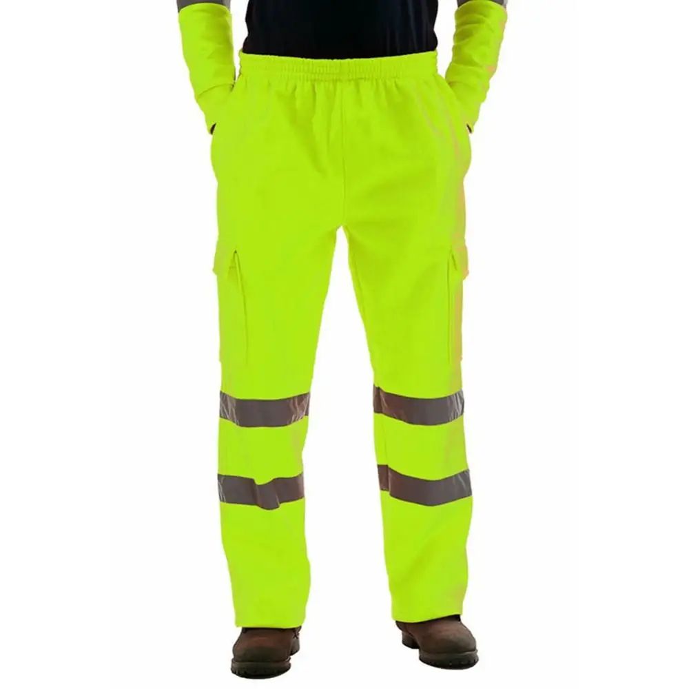 

2021 New Casual Sanitation Worker Men Reflective Strips Trousers Fleece Jogging Pants