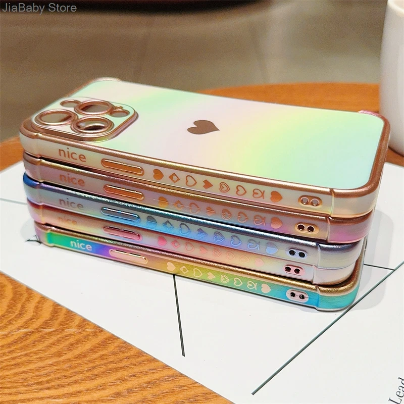 Защитный Радужный роскошный блестящий Жидкий чехол для iPhone 11 12 13 14 15 16 Plus Pro Max