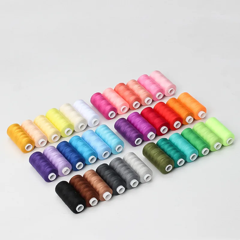 

6 Colors/Set Yarn Sewing Thread Roll Machine Hand Embroidery 400 Yard Each Spool 100% Polyester Durable for Home Sewing Kit