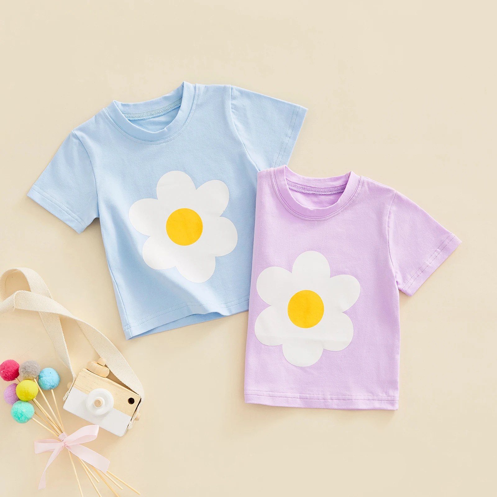 Детские Топы с коротким рукавом и цветочным принтом для девочек - Цена: 261.27