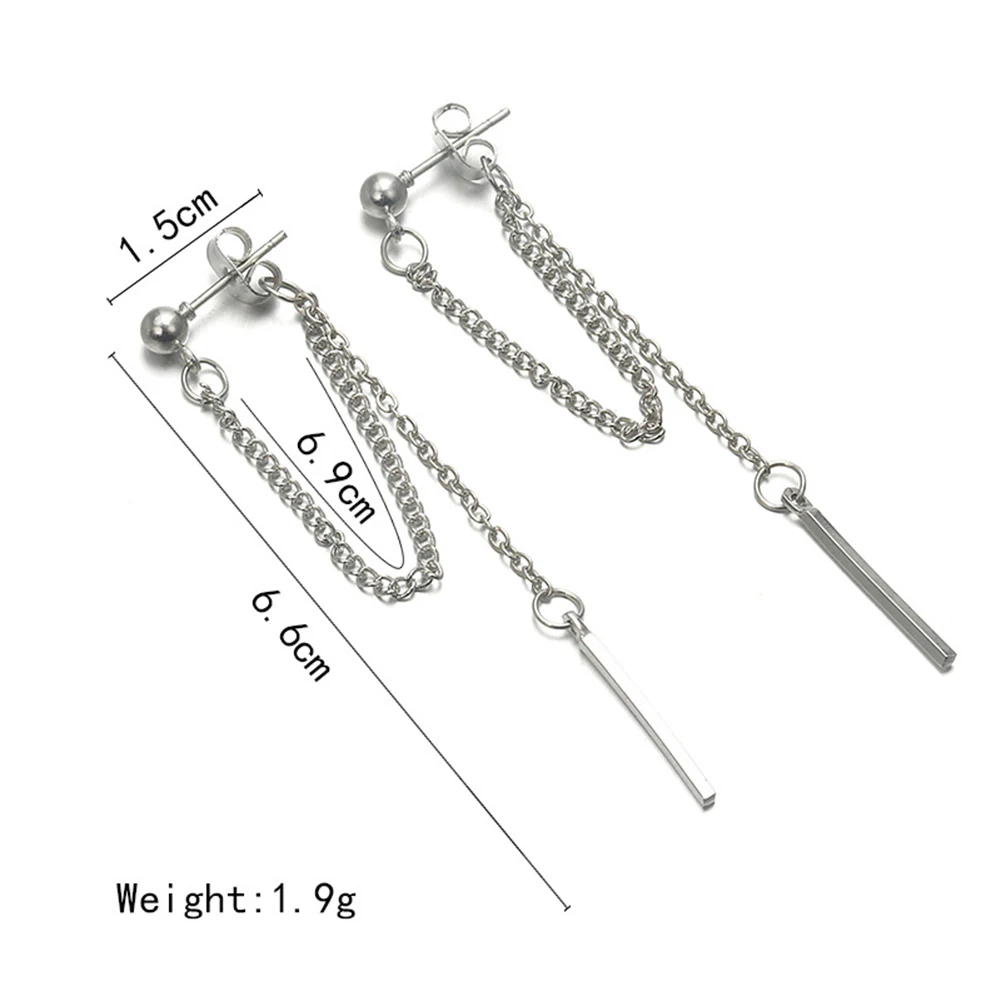 Punk Cool Tassel Chain Earrings For Women Girls Korean Style Wedding Vintage Hip Hop Ear Hanging Jewelry Accessories Party Gift