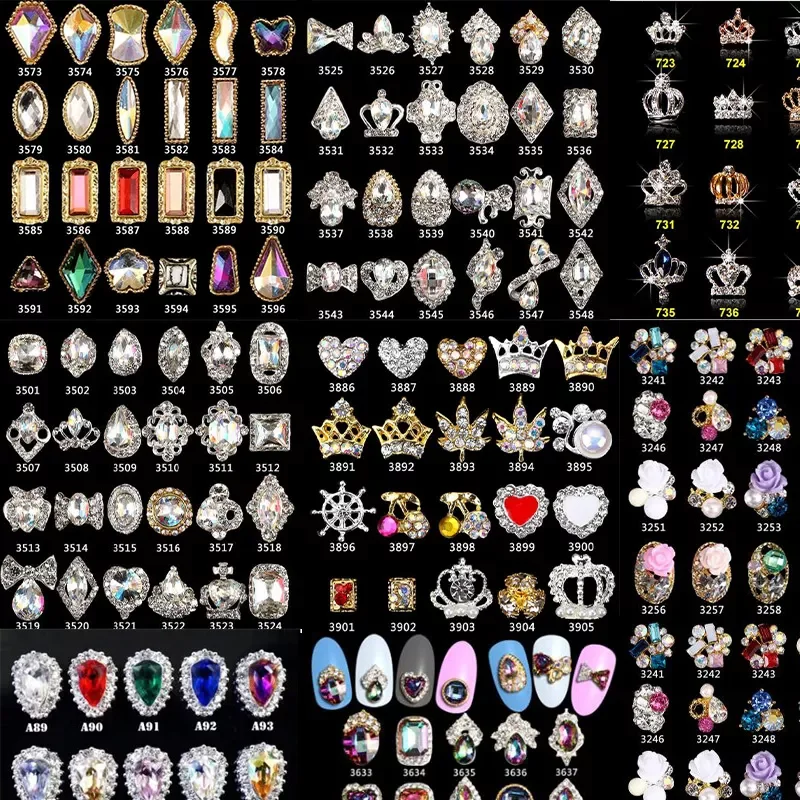 

Nail Charms Stones Metal Alloy Diamond Jewelry For Nail Art Decoration (Styles As Random) Multi-fashion Shapes Nail Charm