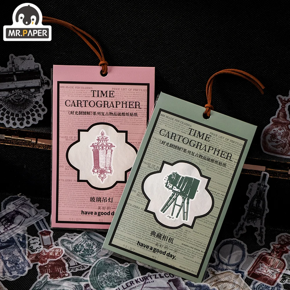 

Mr.paper 8 Style 30pcs/bag Vintage Literary Sulfate Paper Stickers British Style Hand Account Material DIY Scrapbooking Stickers