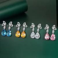 uilz long earrings for women multicolor drop zircon cryctal dangle earrings wedding engagement jewelry gifts bijoux for brides