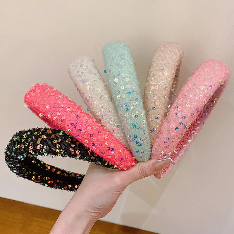 

2023 Korean New Fashion All-Match Sequined Headband Hair Accessories for Women