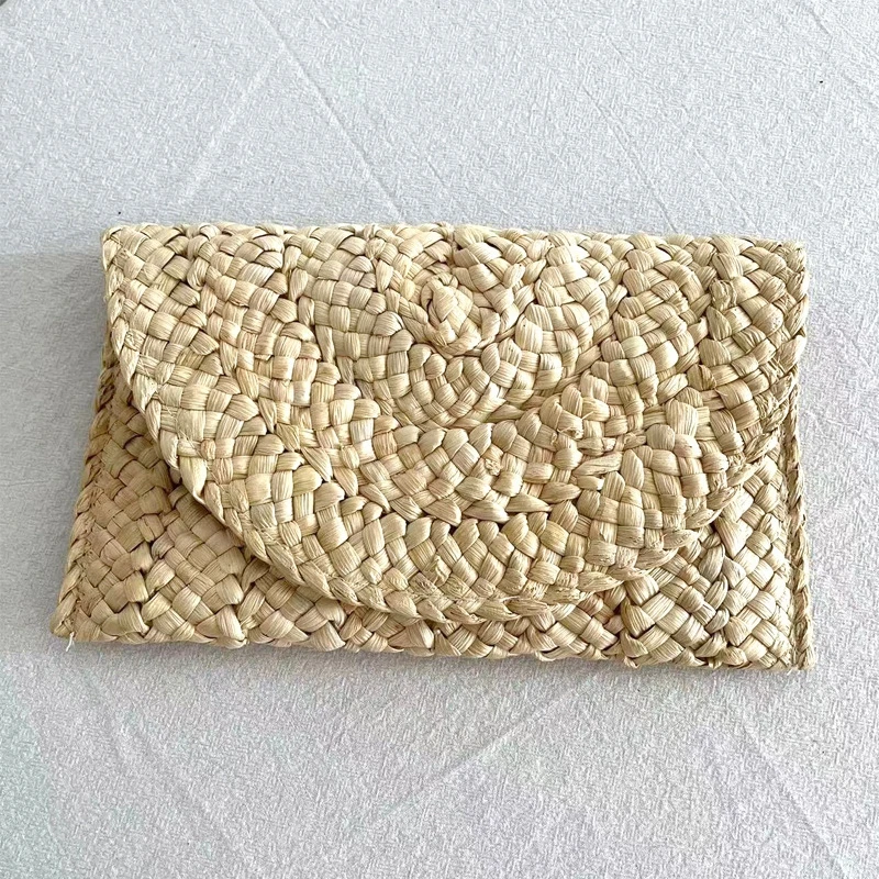 Fashion Handmade Women's Straw Bag Ladies Beach Vacation Clutches Envelope Wallet portable woven Handheld small square bag