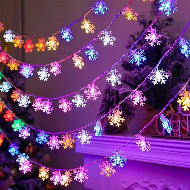 

2pcs Christmas Led Lights Flashing Lights Lights Colorful Snow Lights Outdoor Room Layout Christmas Snowflakes LED String Light