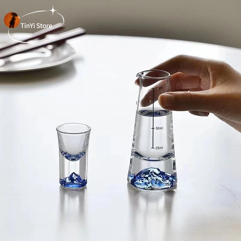 

Crystal Glasses Blue Foil Crystal Shot Glasses For Vodka Glass Wine Set Double Glass Wine Cup For Home Bar Luxury Liquor Cup