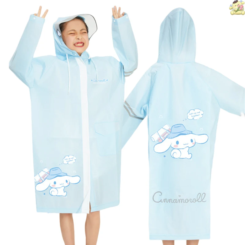 

Sanrio Kawaii Cinnamoroll Children's Raincoat Cartoon Outdoor Hiking Plus School Bag Bit Rainproof Rain Cape Cute Rain Gear