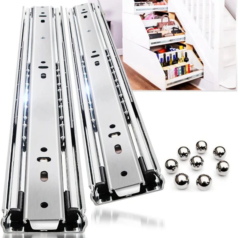Full Extension Side Mount Anti-rust Metal Furniture Rails Track Guide Durable Wear Smooth Slider