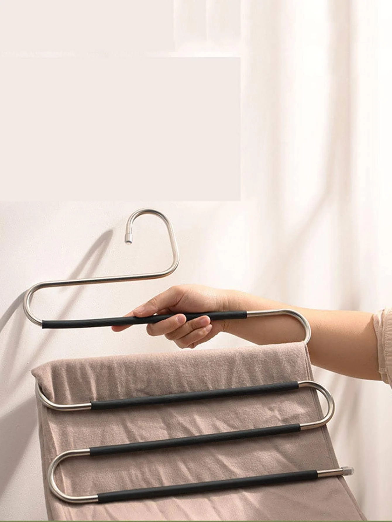 Многофункциональная S-образная Вешалка Для Брюк Регулируемый Органайзер Одежды