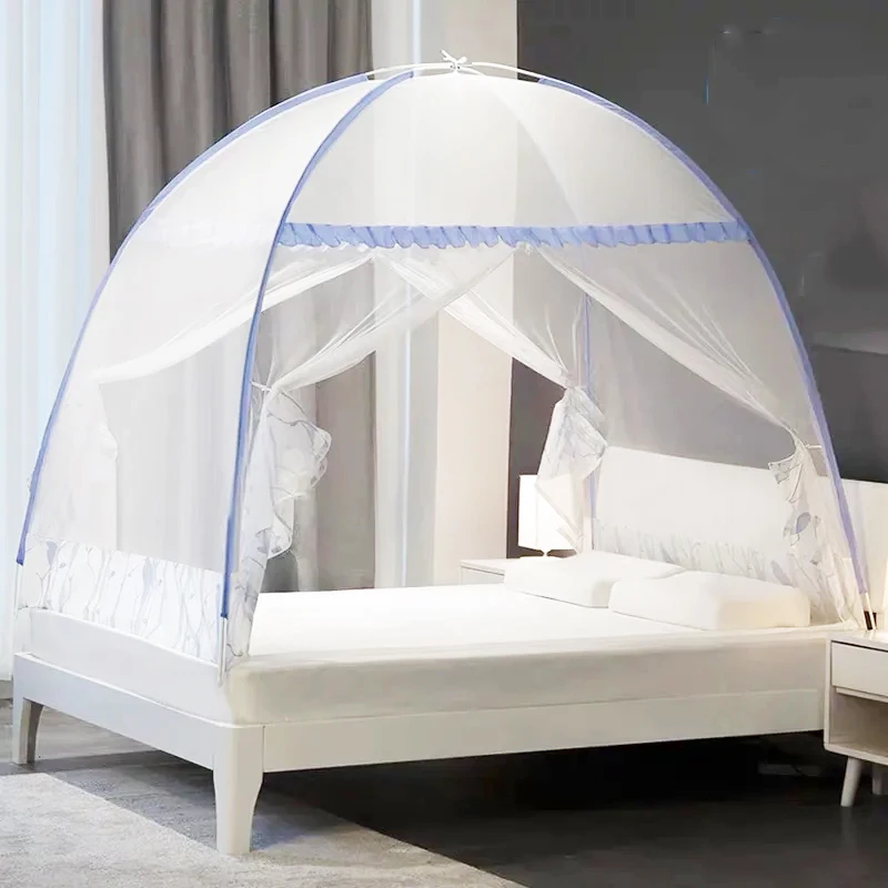 

Summer Fence Anti-fall Yurt Mosquito Net Zipper Mosquito Cover Household Three-door Double-door Full Bottom Mosquito Net