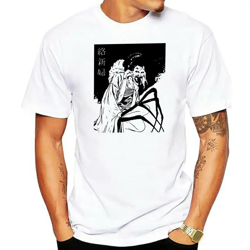 

Geisha Black Junji Ito T-Shirt Men Japanese Kago Manga Harajuku Cotton Tees Fitness T Shirts Adult Clothing Shirts