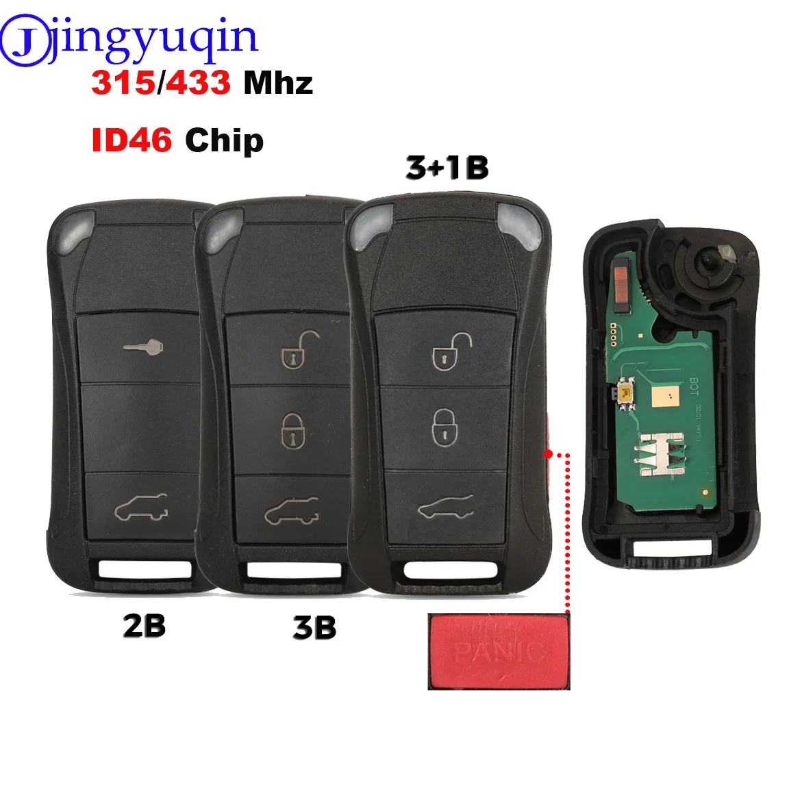 Jingyuqin-carcasa de llave de coche plegable con 2/3/4 botones, mando a distancia, 315/433MHZ, para Porsche Cayenne GTS ID46 PCF7946