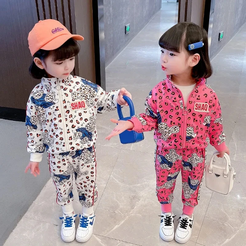 

Kids Girls Clothing Set Cotton Leopard Coat Baby Girl Pants Clothes Set Fashion Spring Autumn 2PCS Big Girl Casual Sportwear
