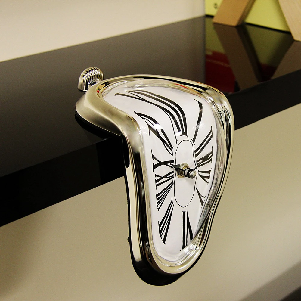 

Unique Shelves Melting Clock Surreal Twisted Needle Wall Clocks Decorative Surrealist Salvador Dali Style Watch Home Decors