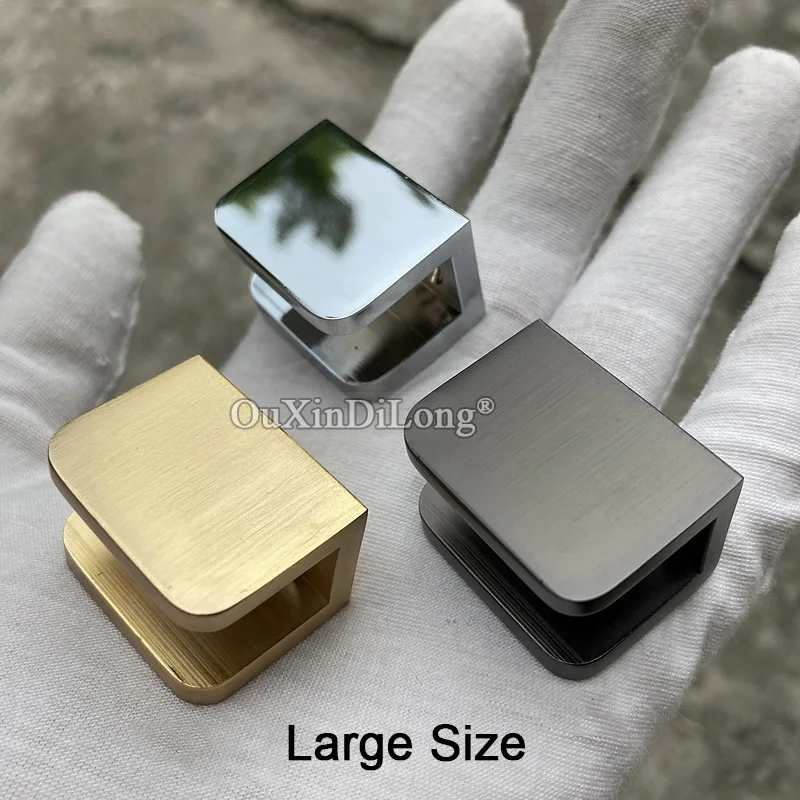 

New 6PCS Solid Pure Brass Glass Clamps Acrylic Board Clips Bathroom Shelf Fixed Holder Support Brackets for 8~12mm No Drilling