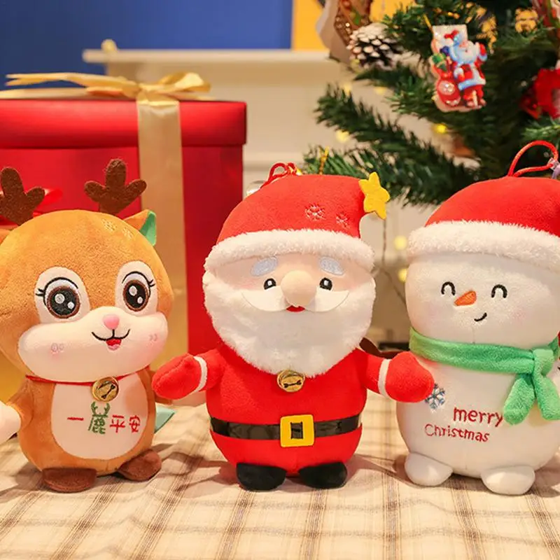 

Набор милых рождественских кукол, 3 шт., Санта-Клаус, лось, плюшевые игрушки, мягкие набивные подушки, снеговик, олень, игрушки для детей, рождественский подарок для девочек