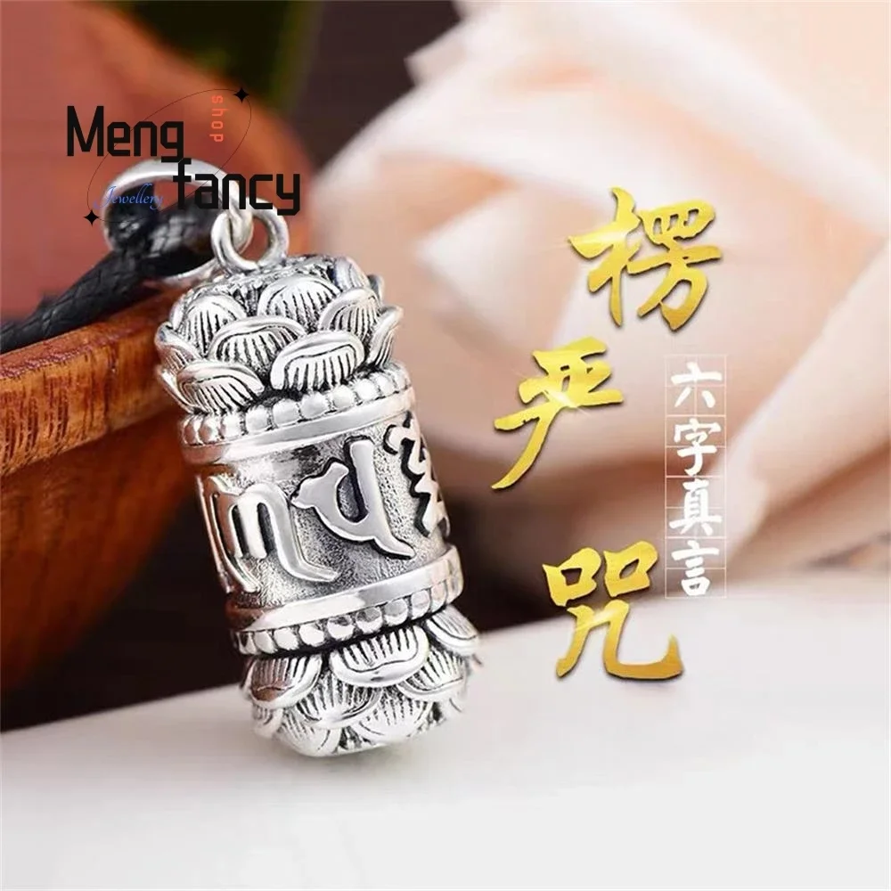 Тайские серебряные амулеты с мантрой Leng Yan девиз из шести слов Ретро подвеска