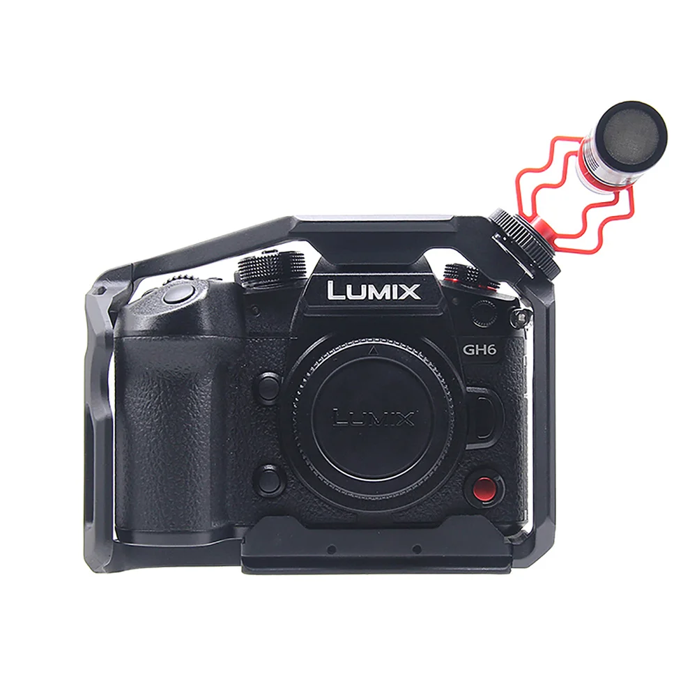 

Полная Клетка для камеры LUMIX GH6 Встроенная быстросъемная пластина Arca-Swiss для видеосъемки вертикальный стабилизатор для фотосъемки зеркальн...