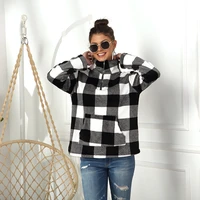 big checkerboard pullover sweatshirts women lapel half zip up loose casual pullovers with big pocket long sleeve autumn clothing