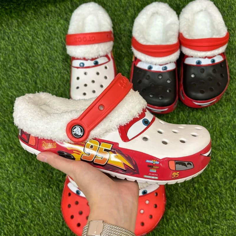 Обувь Disney Mcqueen Pixar с героями мультфильмов зимние хлопковые тапочки сохраняющие