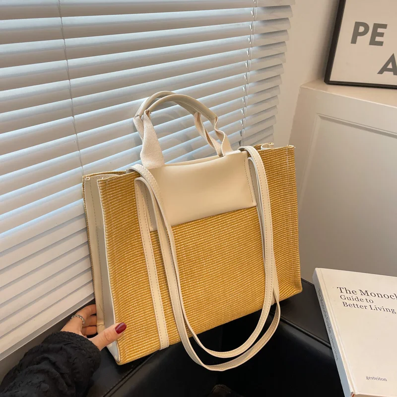 

сумка женская шопер пляжная сумка сумка летняя женская 2022 Большая искусственная Плетеная соломенная цветная вместительная роскошная диза...