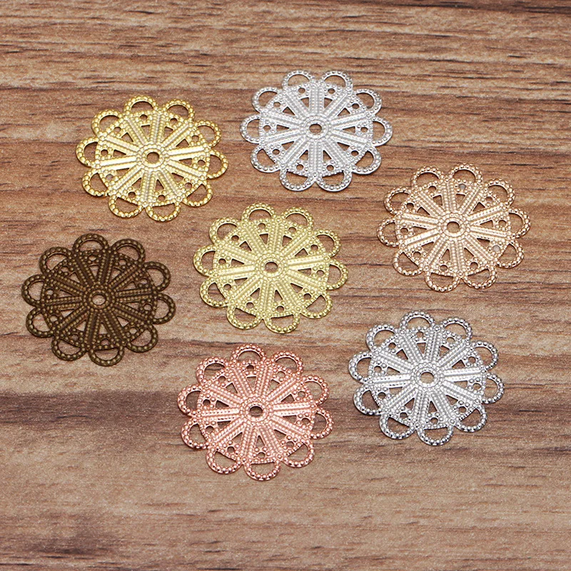 

100 PCS 23 mm Metal Copper Filigree Craft Flowers Ornaments Handmade DIY Jewelry Accessories