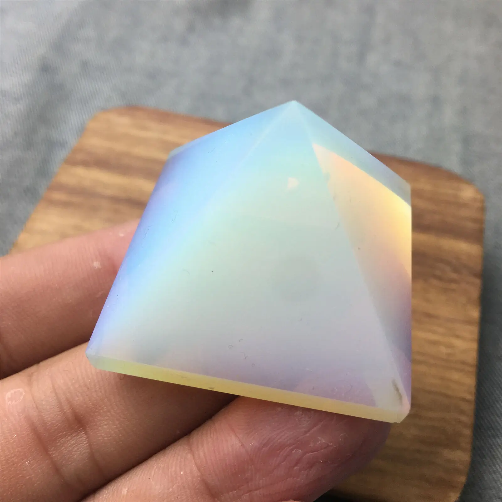 

Natural opal quartz pyramid with crystal dot healing